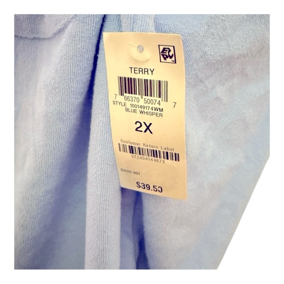 NWT BAR III Soft Terry Cloth Blue Short Sleeve Camp Shirt - Size 2X - Picture 11 of 13